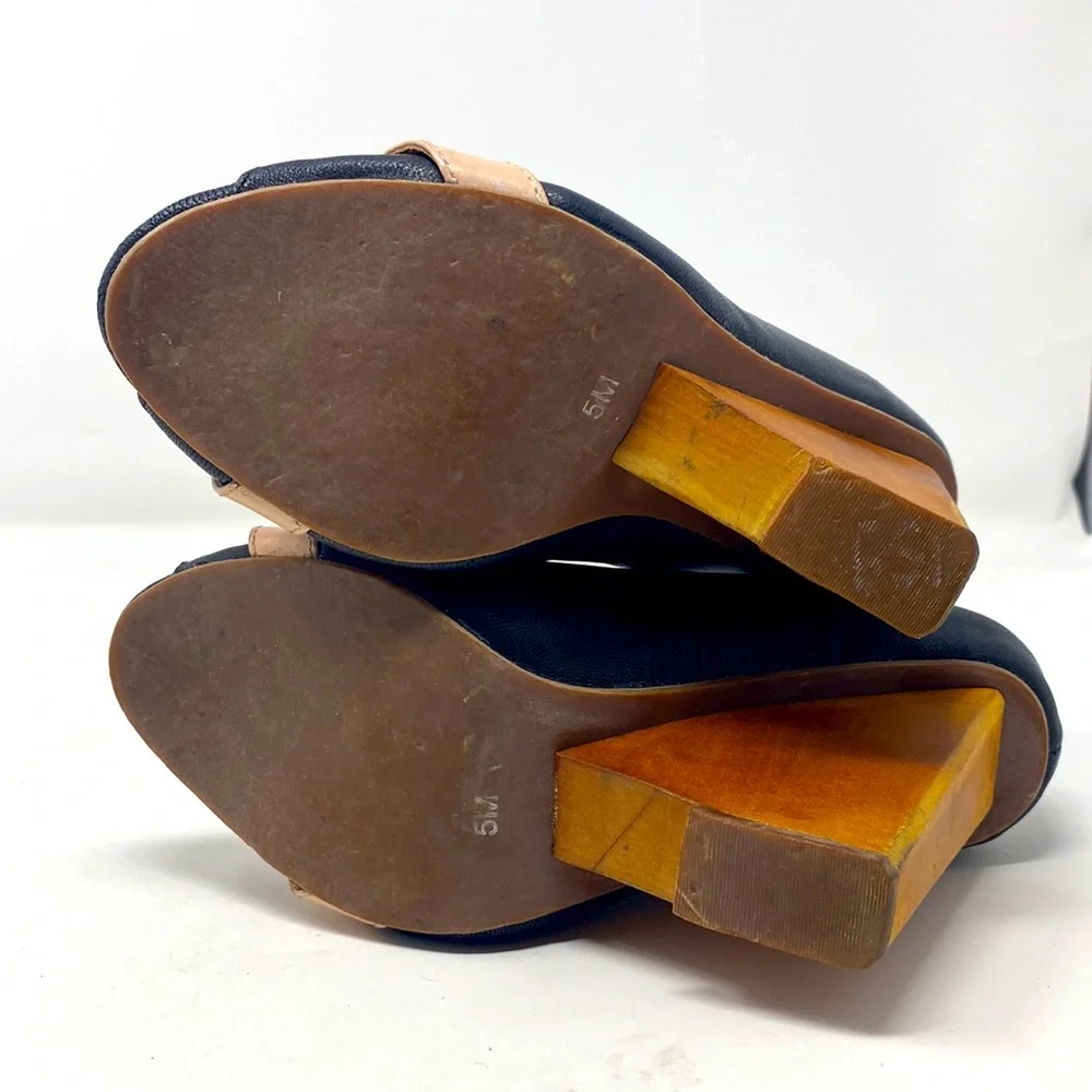 Jeffrey Campbell Havana Last Wedge Heels Navy Nude Leather Size 5M